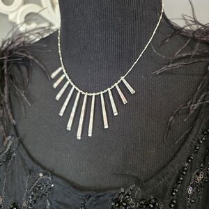 🆕️Chic STERLING Silver  BAR Necklace with OPAL Inlay  Details